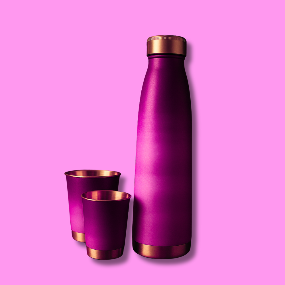pink stylistic copper water bottle