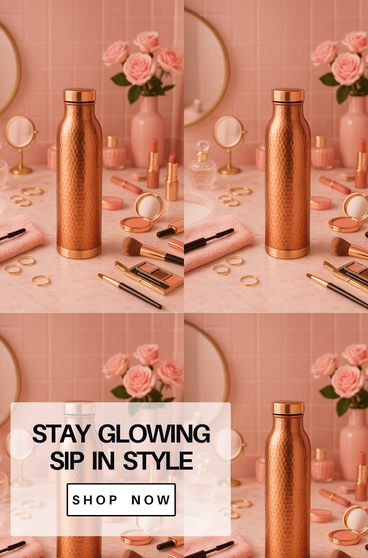 MOBILE VERSION LUXURY PINK COPPER WATER BOTTLE